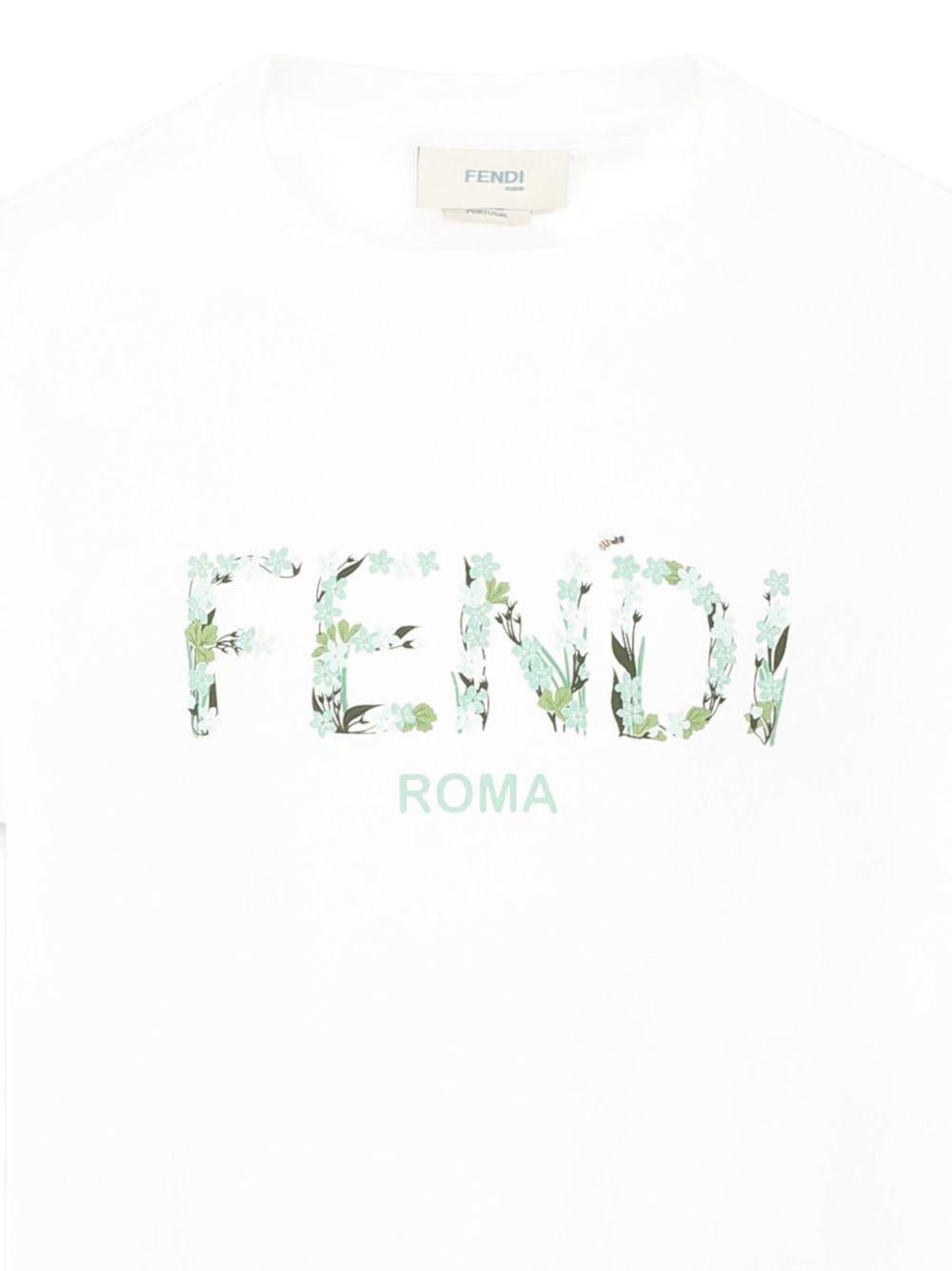 T-shirt per bambina Fendi Kids bianco con logo - Rubino Kids