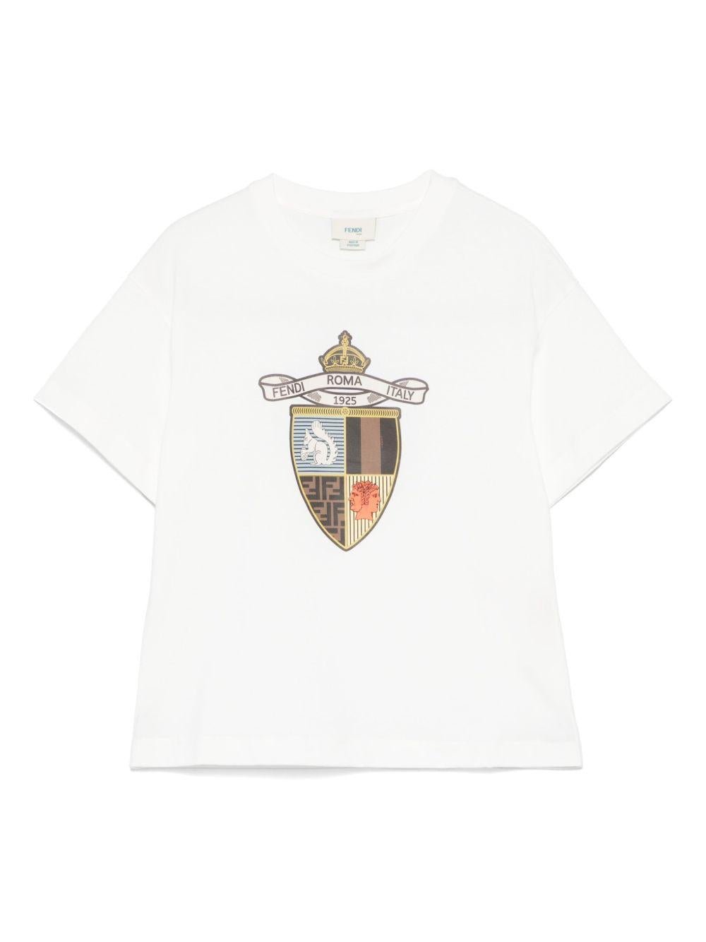T-shirt per bambina Fendi Kids bianco con logo - Rubino Kids