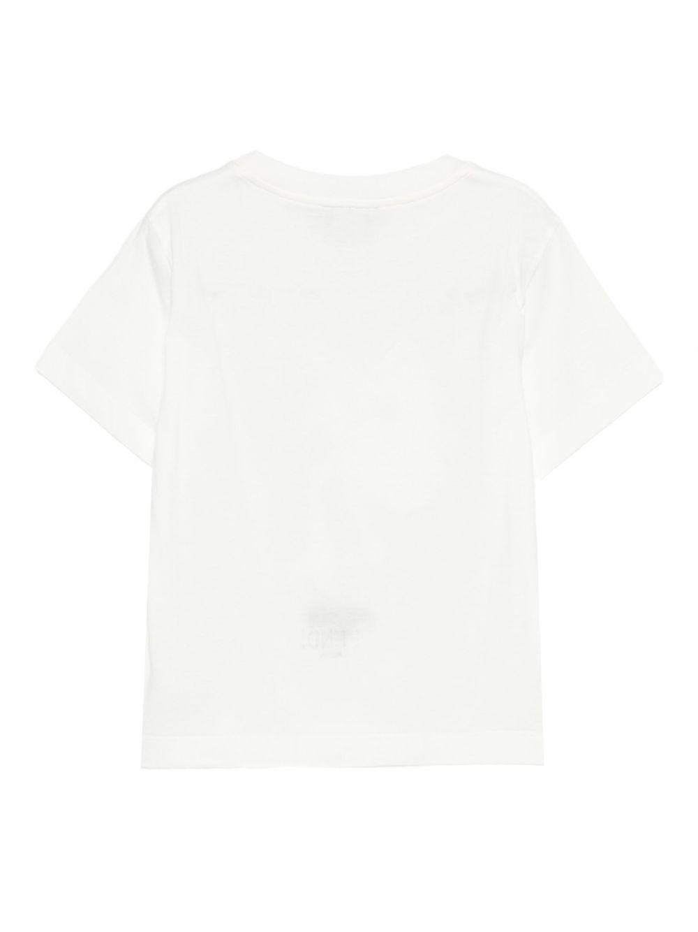 T-shirt per bambina Fendi Kids bianco con stampa grafica - Rubino Kids