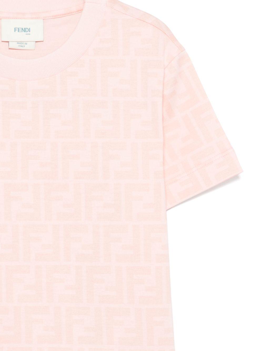T-shirt per bambina Fendi Kids rosa con stampa FF - Rubino Kids