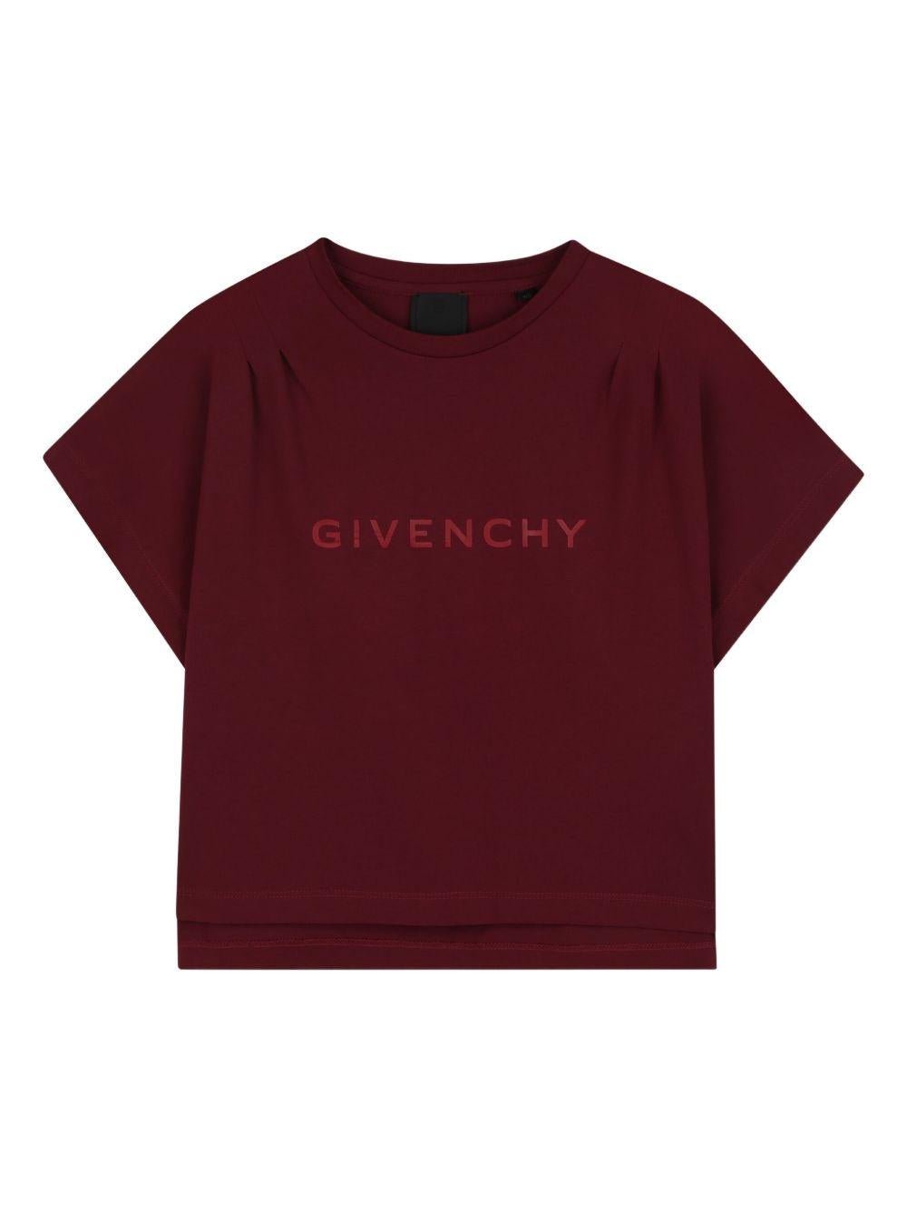 T-shirt per bambina Givenchy Kids borgogna con logo - Rubino Kids