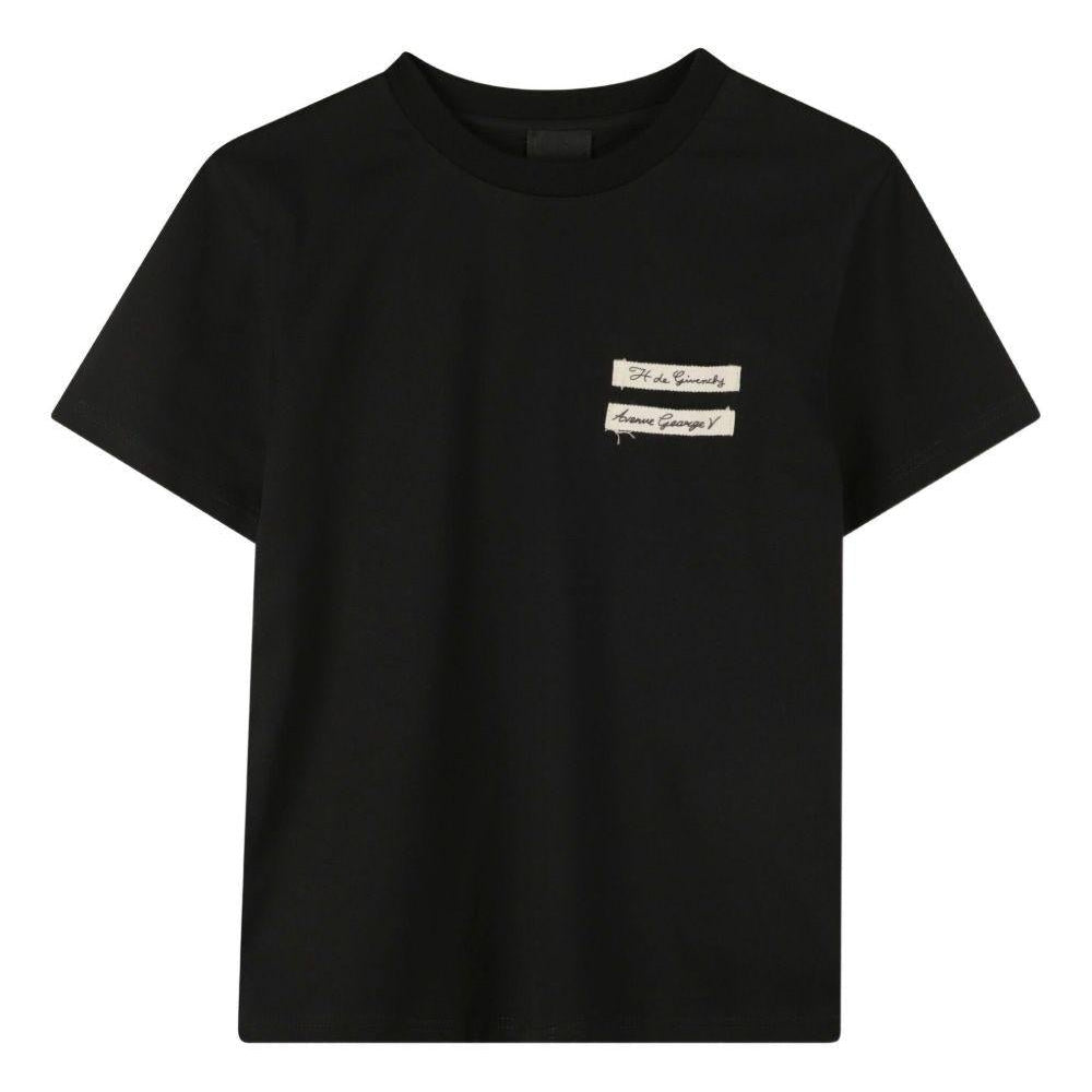 T-shirt per bambina Givenchy Kids nera con logo sul davanti - Rubino Kids