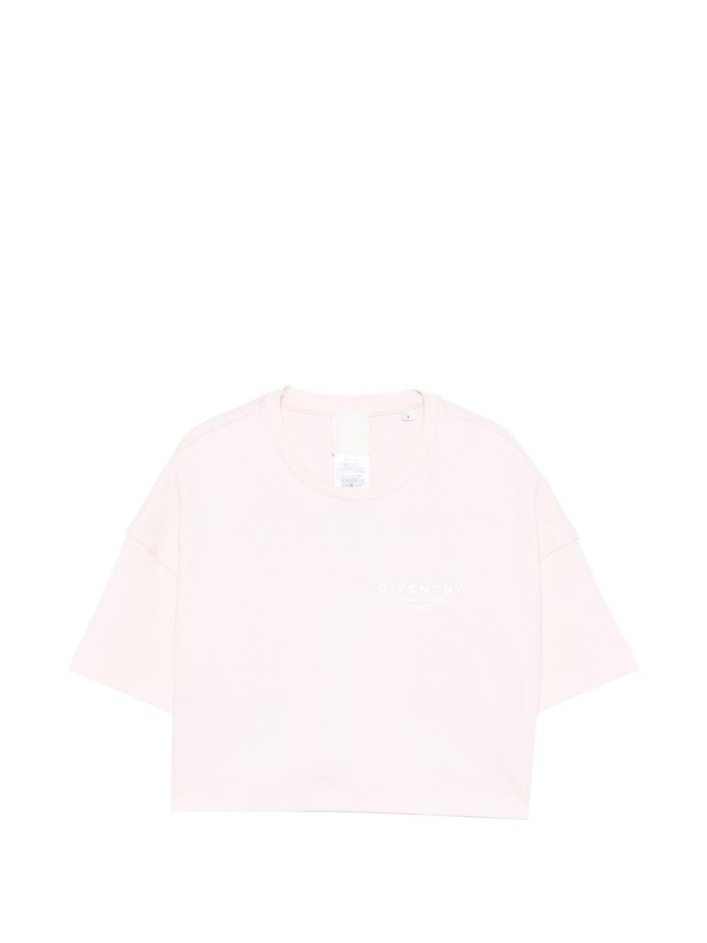 T-shirt per bambina Givenchy Kids rosa con logo sul davanti - Rubino Kids