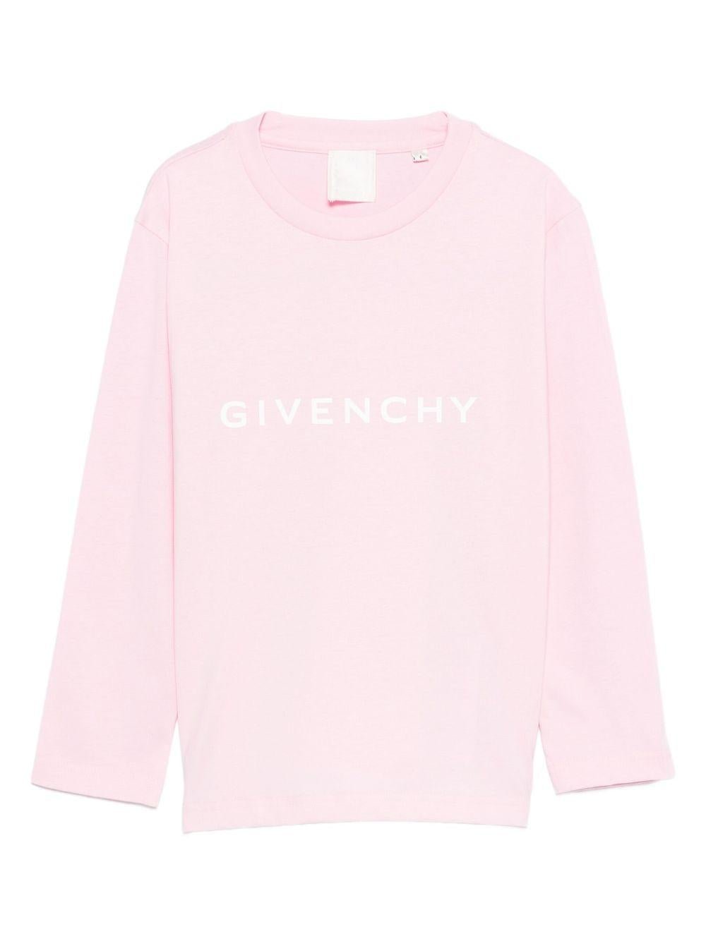 T-shirt per bambina Givenchy Kids rosa con logo sul davanti - Rubino Kids