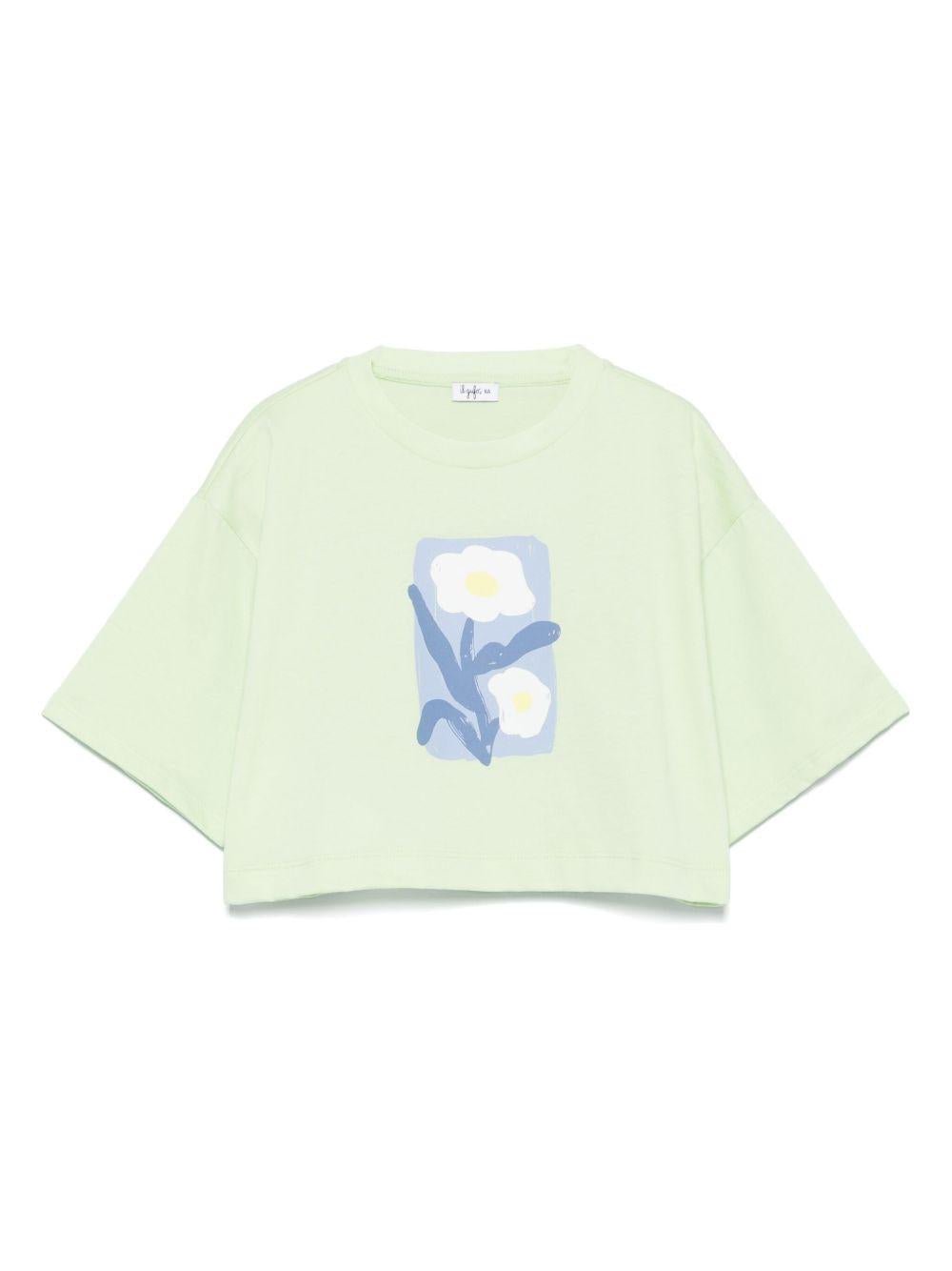 T-shirt per bambina Il Gufo verde con stampa - Rubino Kids