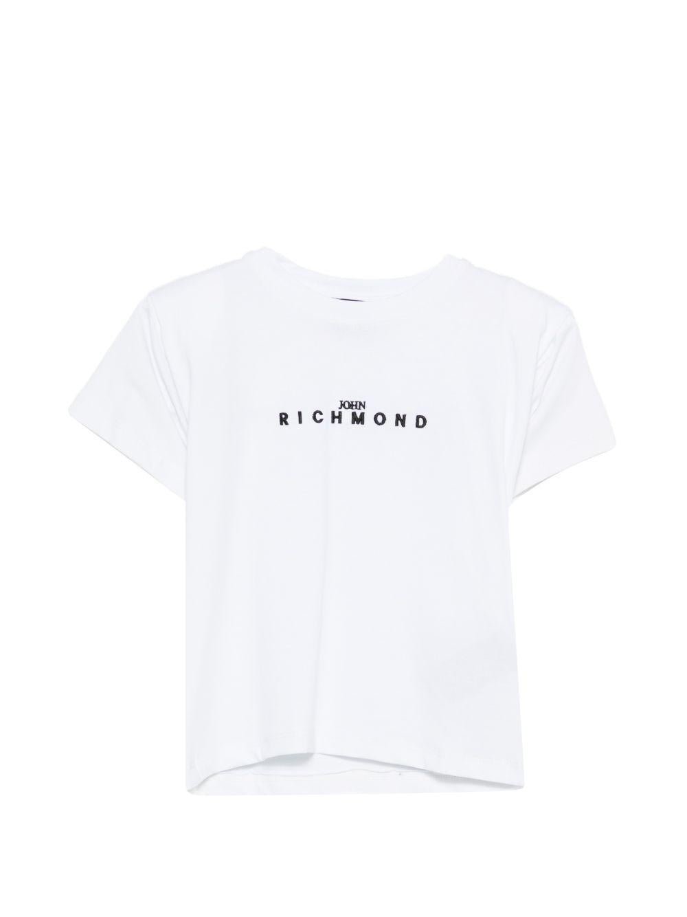 T-shirt per bambina John Richmond Junior bianca con dettaglio logo - Rubino Kids