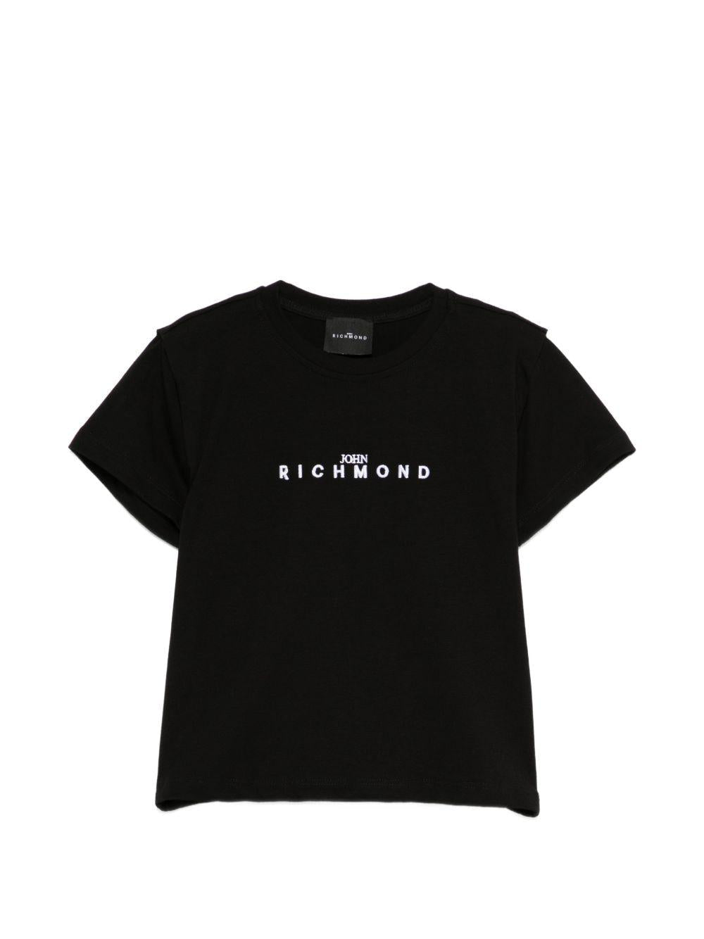 T-shirt per bambina John Richmond Junior nera con dettaglio logo - Rubino Kids