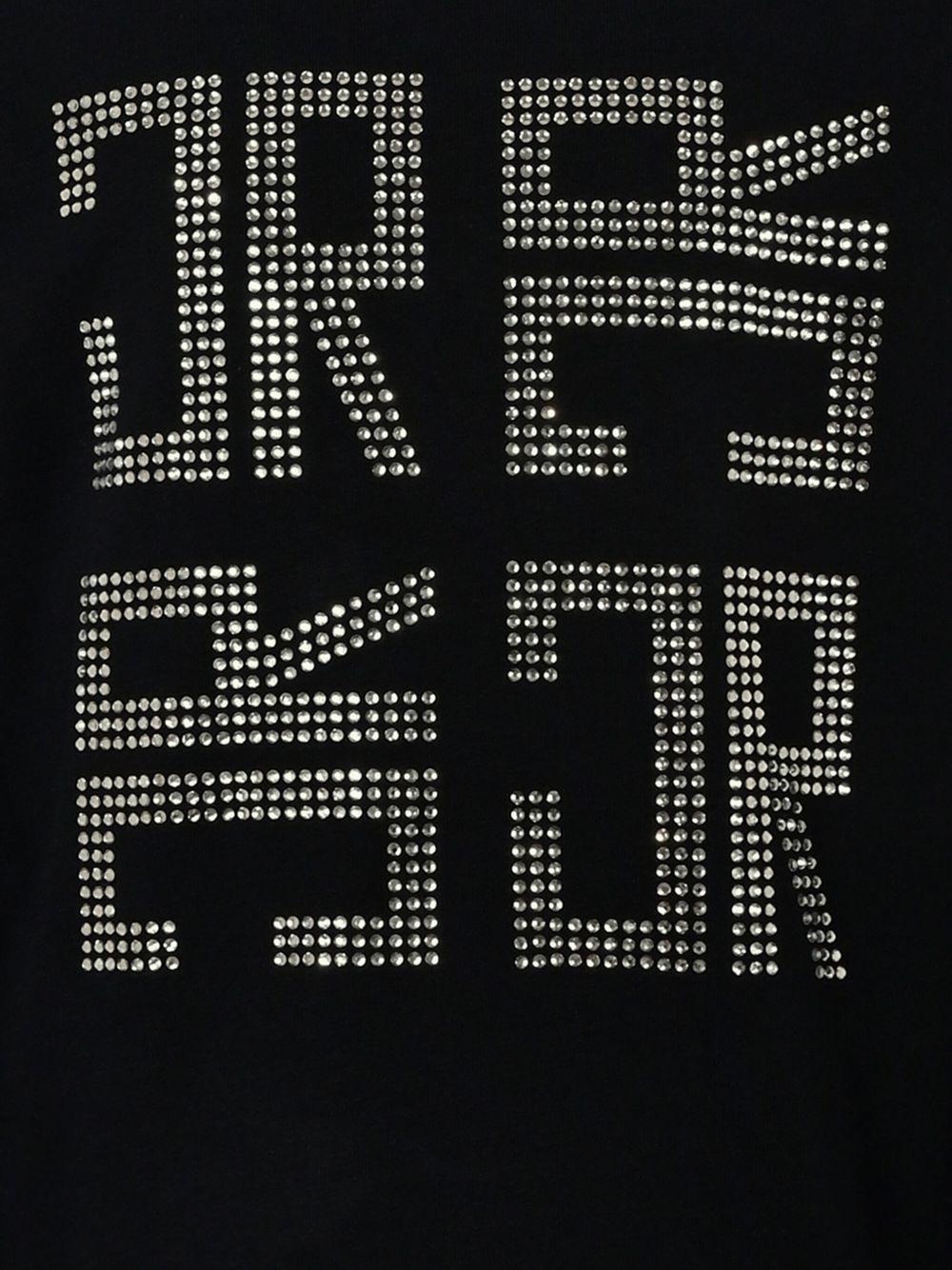 T-shirt per bambina John Richmond Junior nero con logo glitter - Rubino Kids