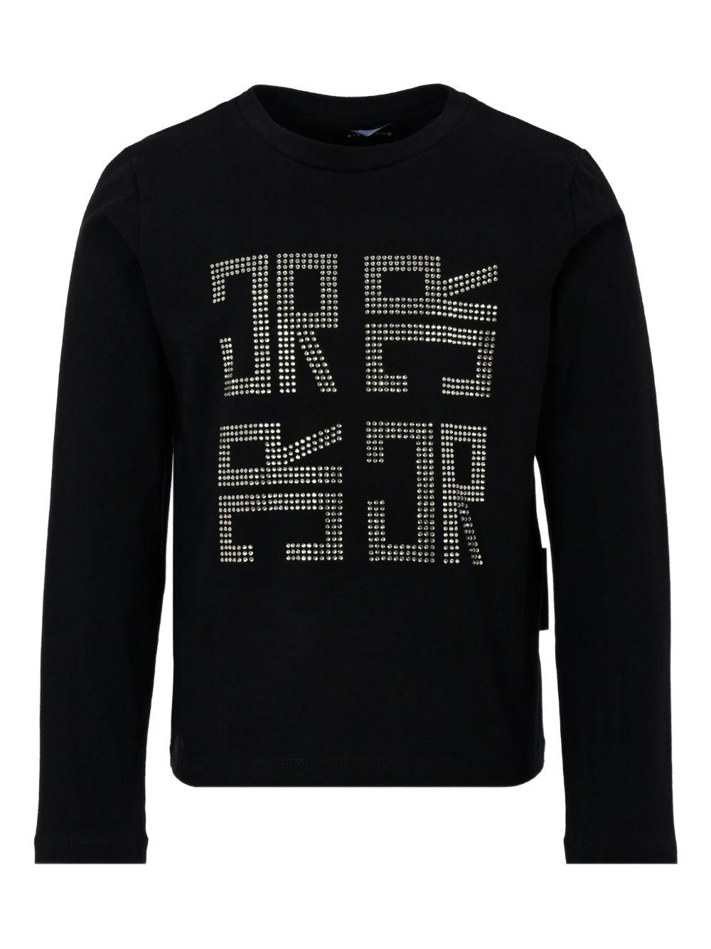 T-shirt per bambina John Richmond Junior nero con logo glitter - Rubino Kids