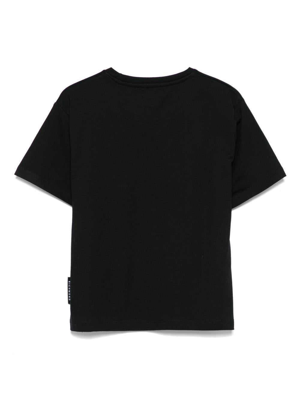 T-shirt per bambina John Richmond Junior nero con stampa grafica - Rubino Kids