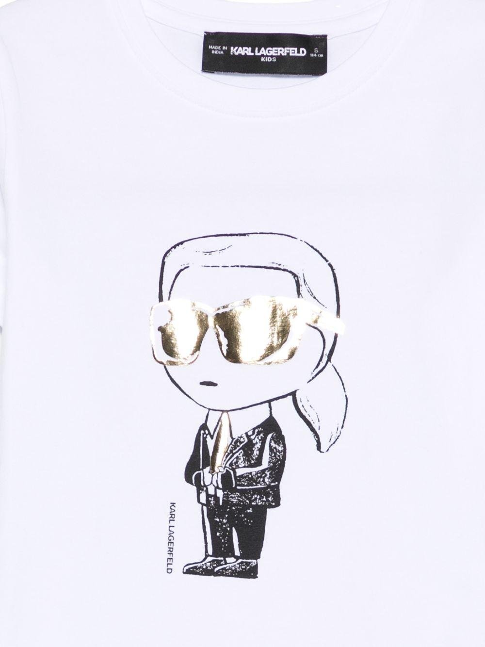 T-shirt per bambina Karl Lagerfeld Kids bianca con dettaglio grafico - Rubino Kids