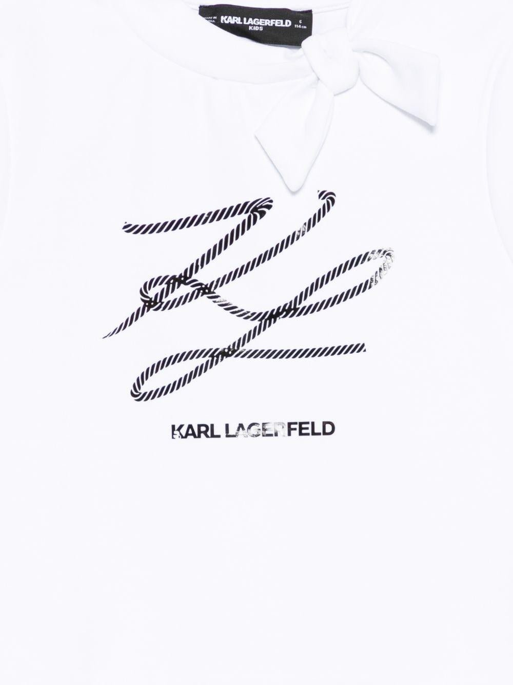 T-shirt per bambina Karl Lagerfeld Kids bianco con fiocco - Rubino Kids