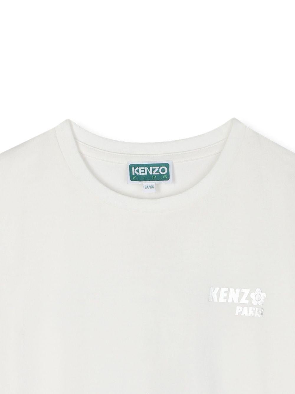 T-shirt per bambina Kenzo Kids bianco con maniche a palloncino - Rubino Kids