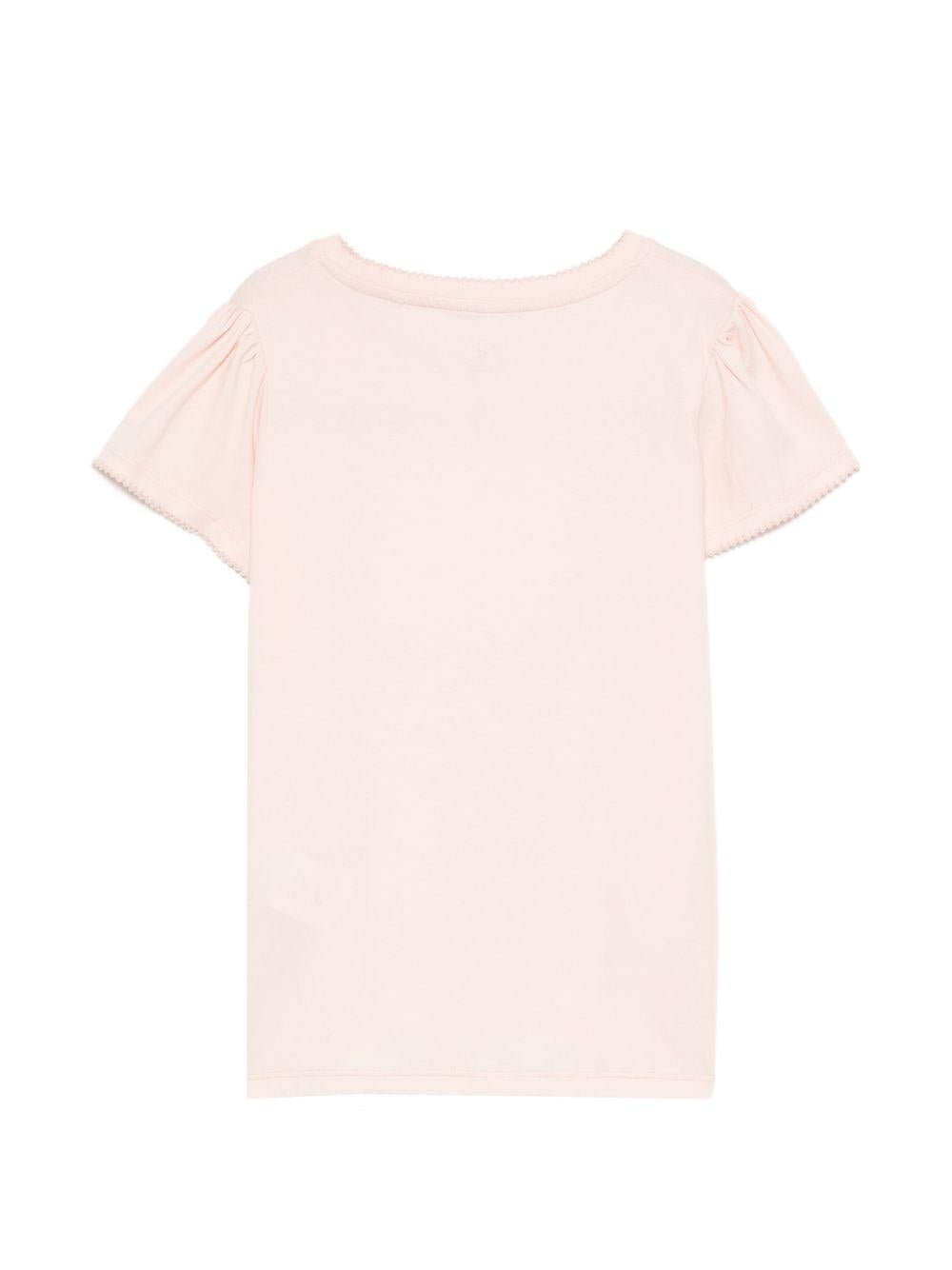 T-shirt per bambina Konges Slojd rosa con applicazione con paillettes - Rubino Kids
