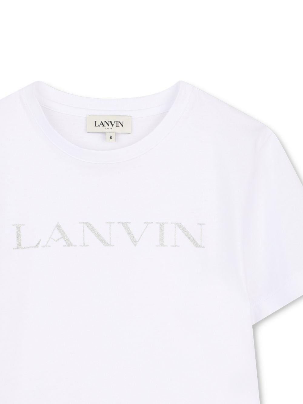 T-shirt per bambina Lanvin Enfant bianca con logo sul davanti - Rubino Kids
