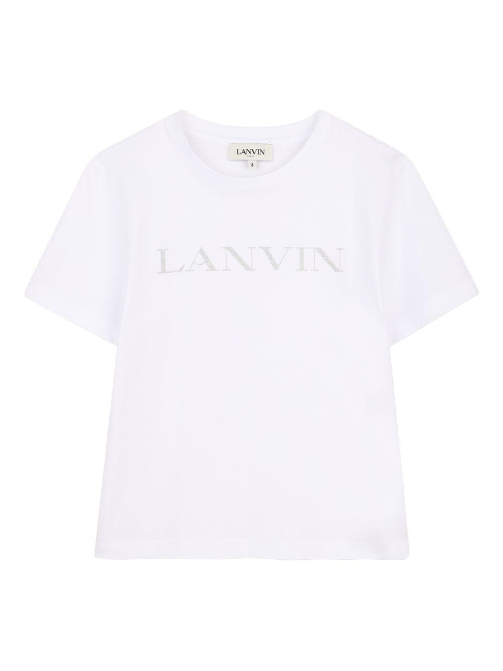 T-shirt per bambina Lanvin Enfant bianca con logo sul davanti - Rubino Kids