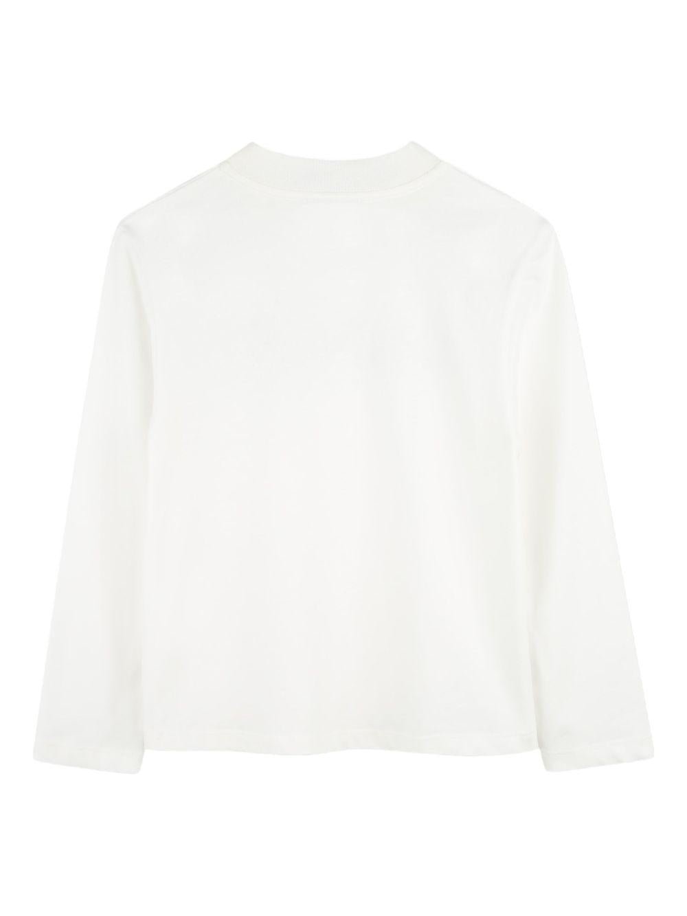 T-shirt per bambina Lanvin Enfant bianco a maniche lunghe con logo - Rubino Kids