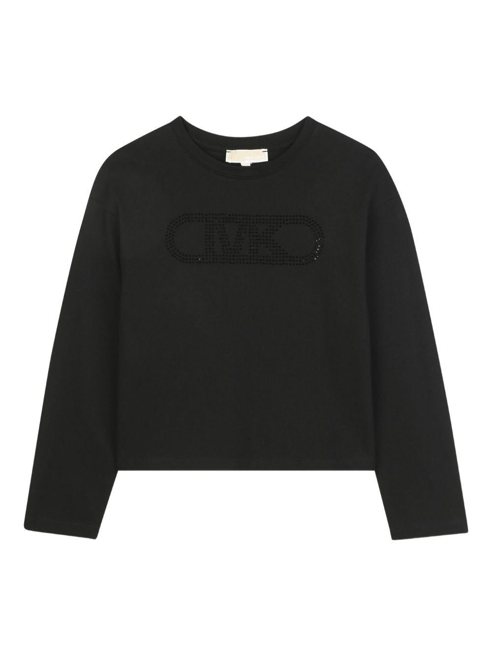 T-shirt per bambina Michael Kors Kids nera con dettaglio logo - Rubino Kids