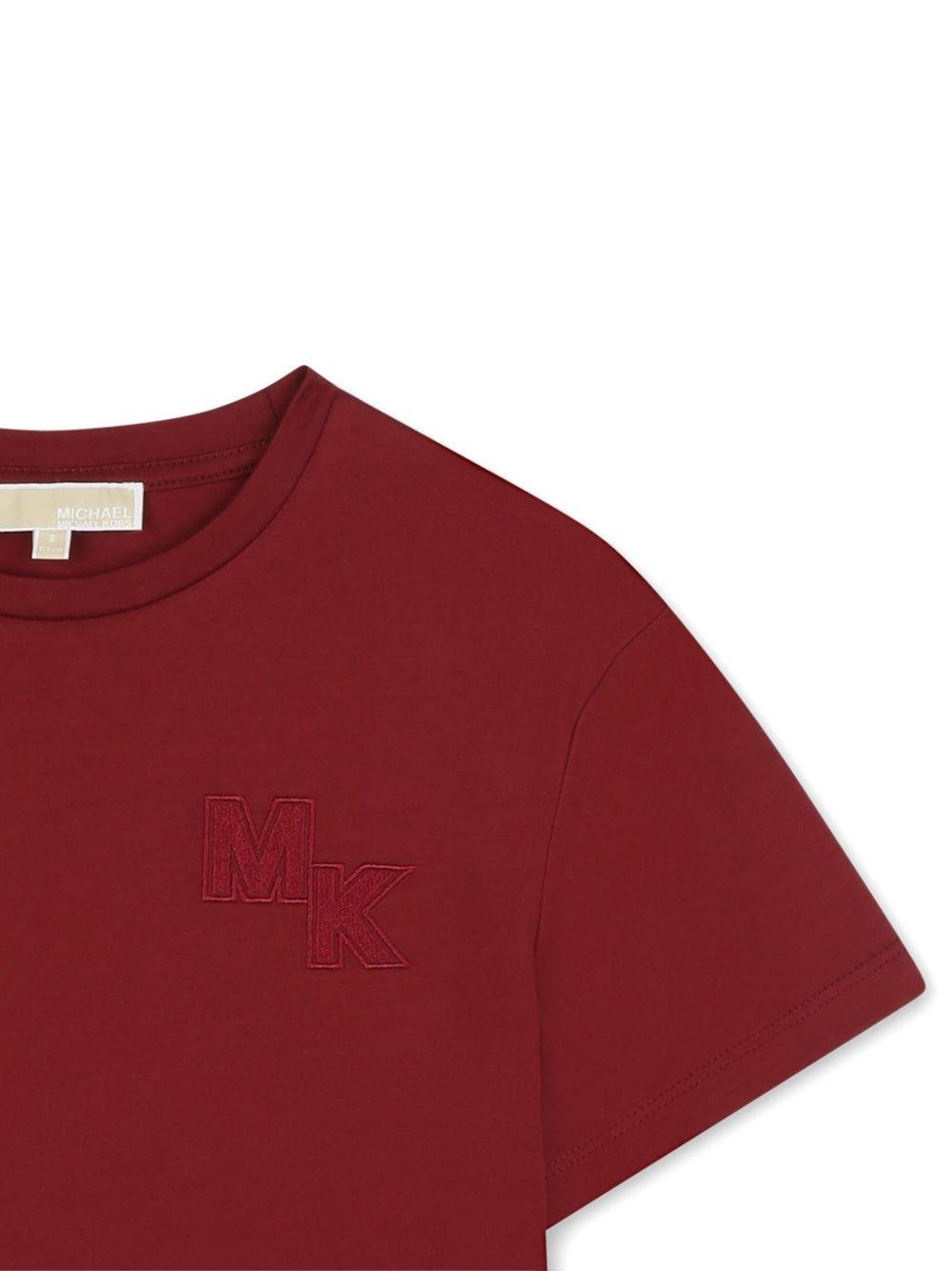 T-shirt per bambina Michael Kors Kids rossa con logo ricamato - Rubino Kids