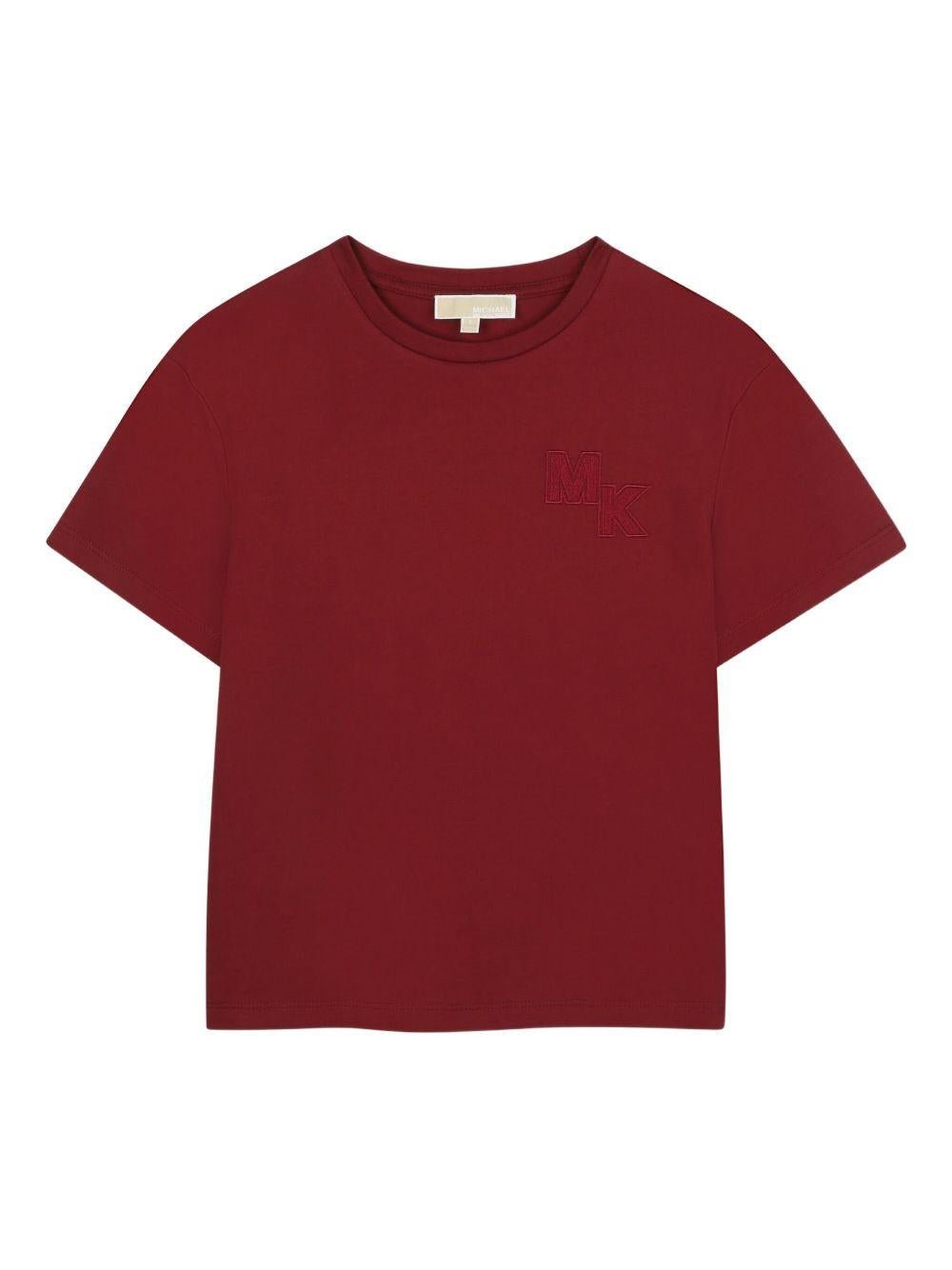 T-shirt per bambina Michael Kors Kids rossa con logo ricamato - Rubino Kids