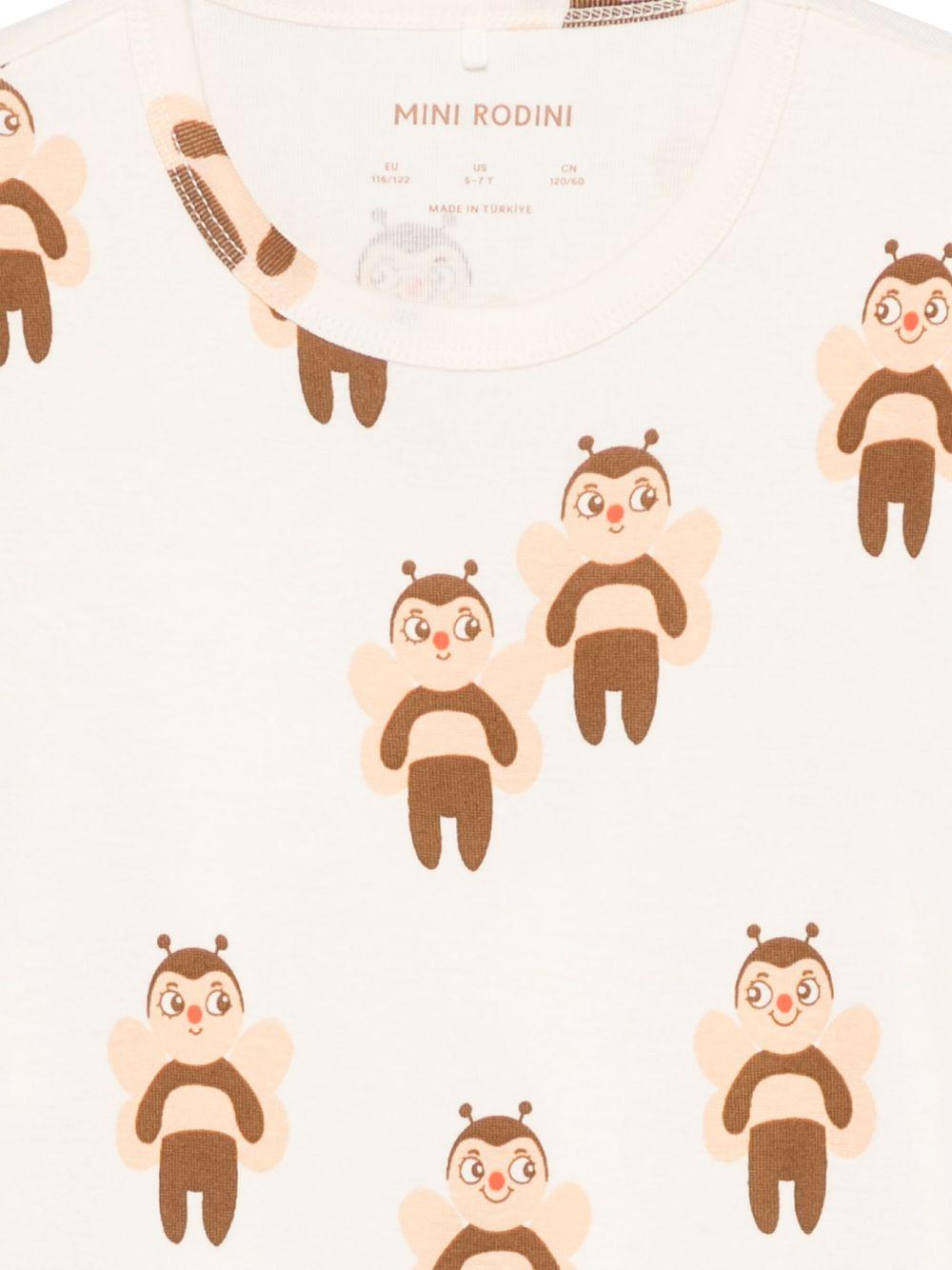 T-shirt per bambina Mini Rodini beige con stampa grafica - Rubino Kids