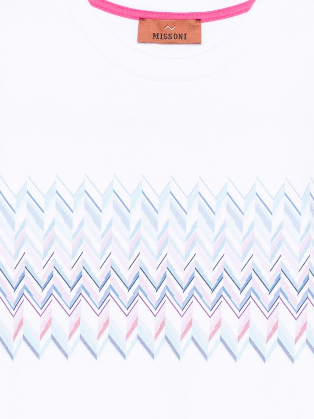 T-shirt per bambina Missoni Kids bianca con motivo a zigzag - Rubino Kids