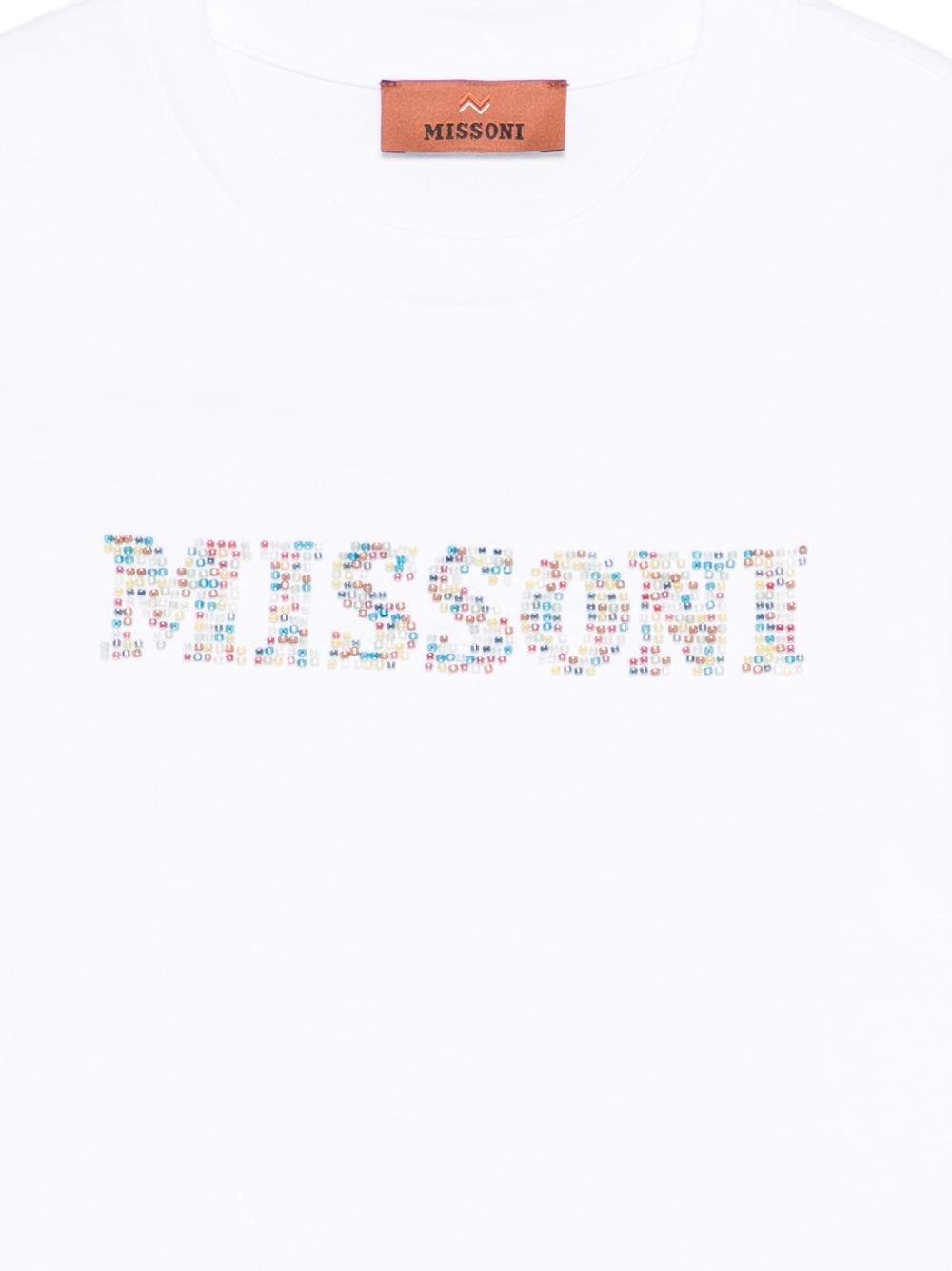 T-shirt per bambina Missoni Kids bianca con stampa logo<BR/> - Rubino Kids