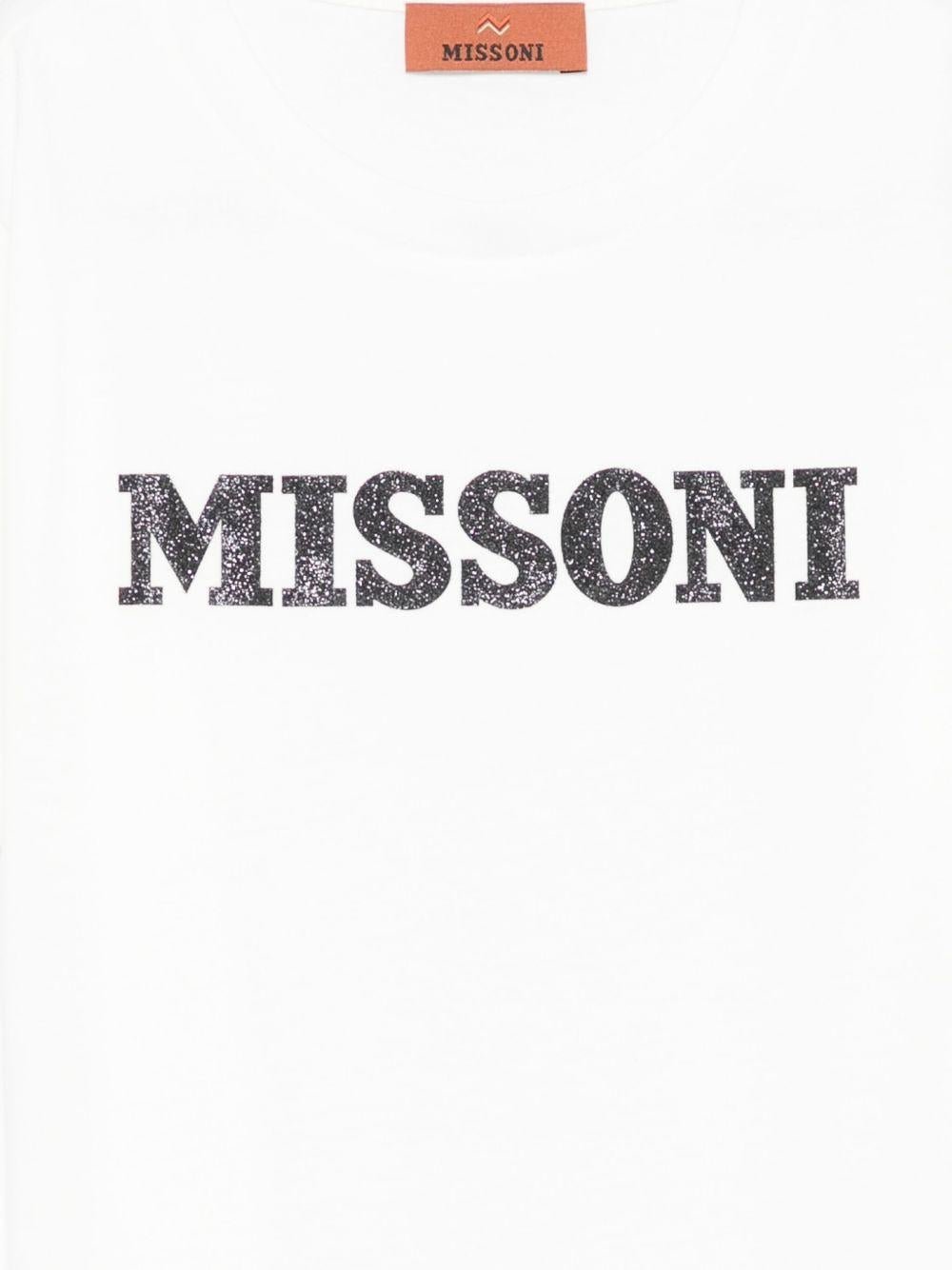 T-shirt per bambina Missoni Kids bianco con logo ricamato - Rubino Kids