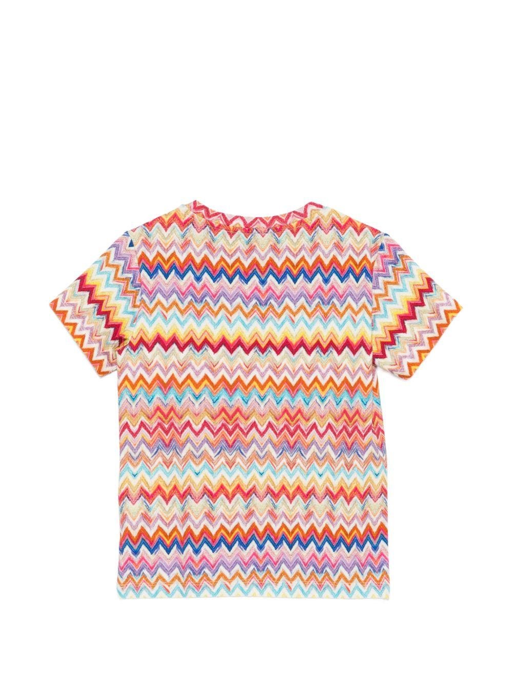 T-shirt per bambina Missoni Kids multicolore con motivo a zig zag - Rubino Kids