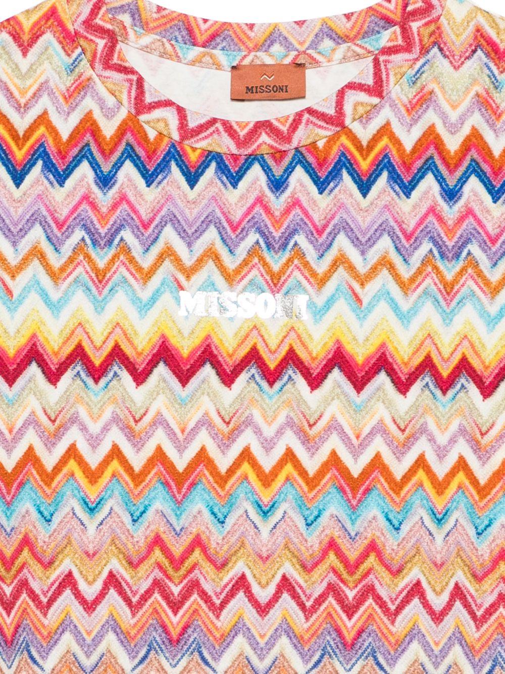 T-shirt per bambina Missoni Kids multicolore con motivo a zig zag - Rubino Kids