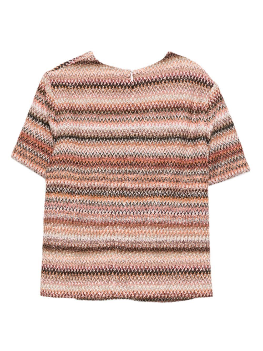 T-shirt per bambina Missoni Kids multicolore con motivo a zigzag - Rubino Kids