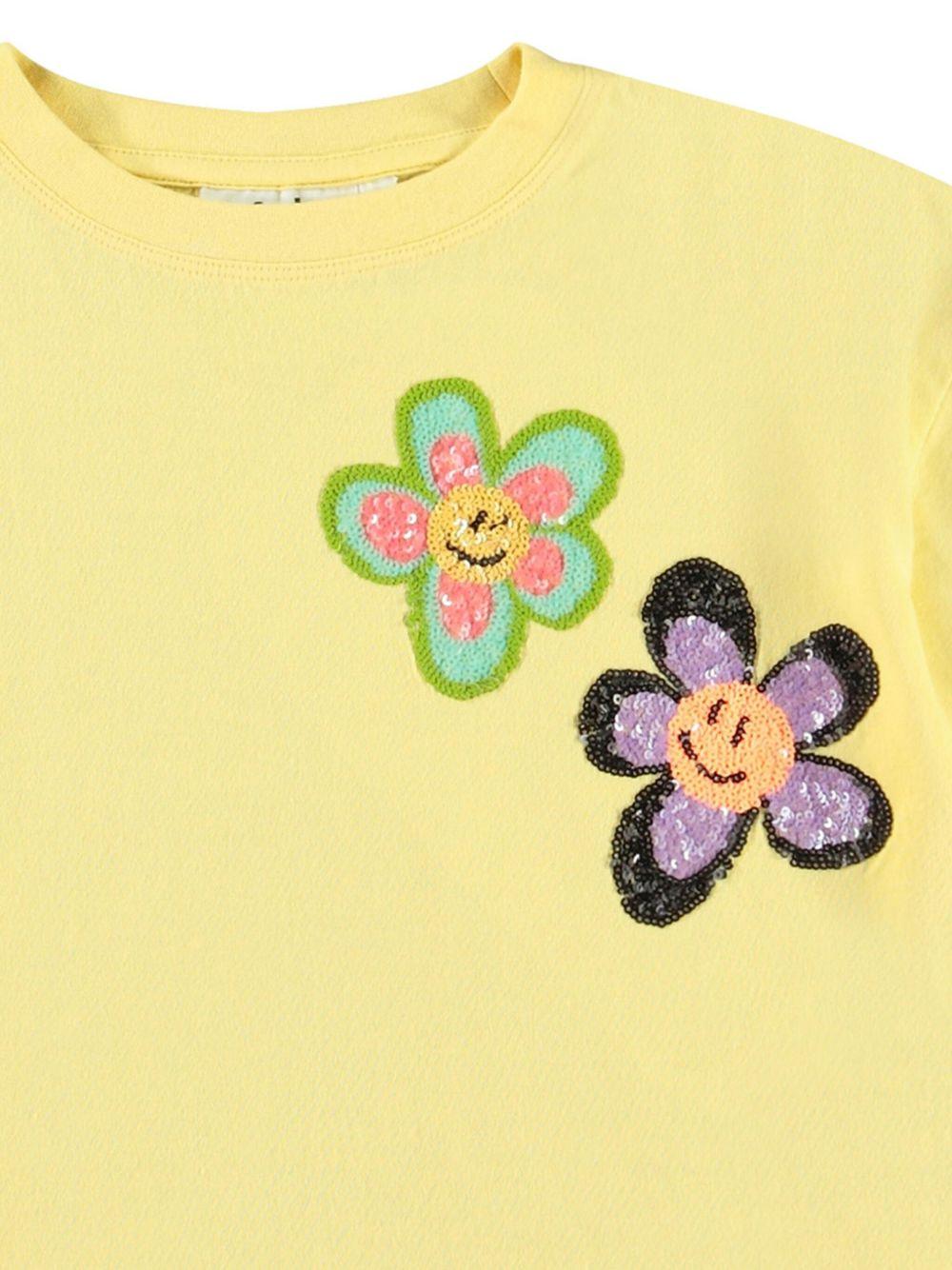 T-shirt per bambina Molo Reinette giallo con ricamo a fiori - Rubino Kids