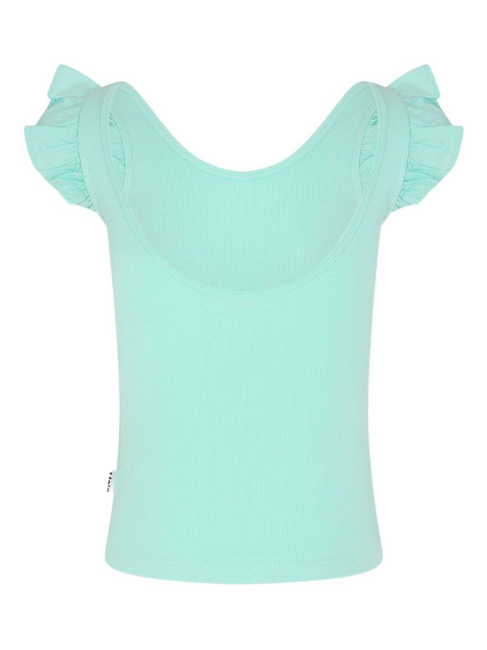 T-shirt per bambina Molo verde acquamarina a coste - Rubino Kids