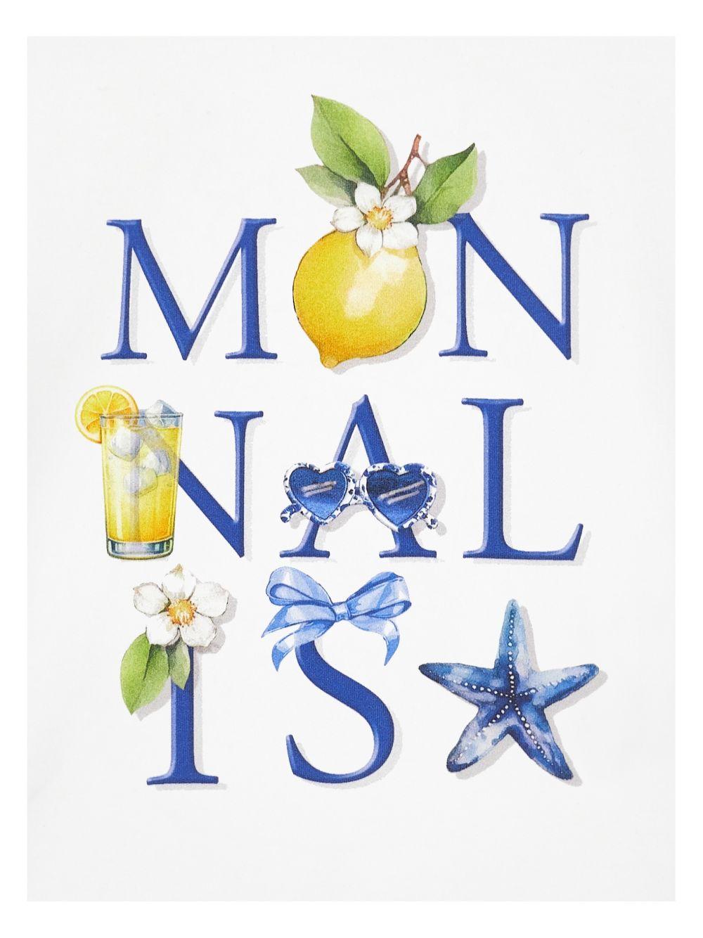 T-shirt per bambina Monnalisa bianca con grafica logo - Rubino Kids