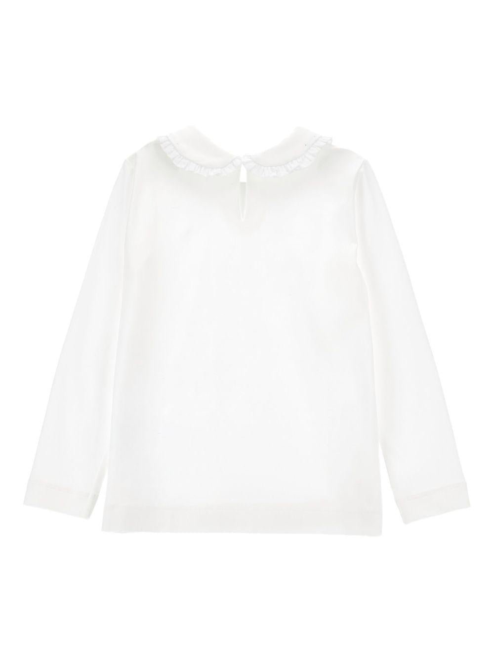 T-shirt per bambina Monnalisa bianca con ruches - Rubino Kids