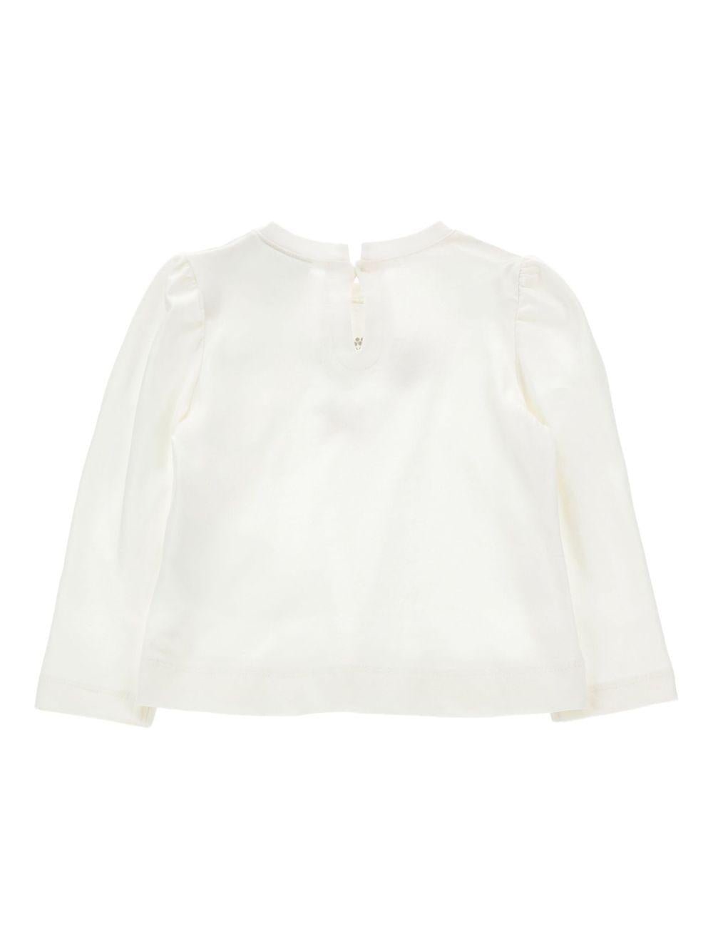 T-shirt per bambina Monnalisa bianca con stampa con logo sul davanti - Rubino Kids