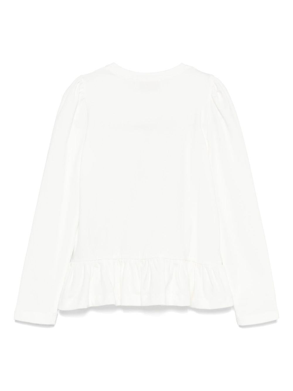 T-shirt per bambina Monnalisa bianco con orlo con ruches - Rubino Kids