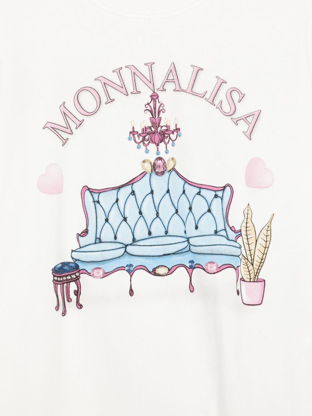 T-shirt per bambina Monnalisa bianco con orlo con ruches - Rubino Kids