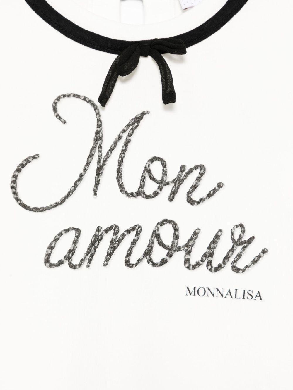 T-shirt per bambina Monnalisa bianco con ricamo fiocco - Rubino Kids