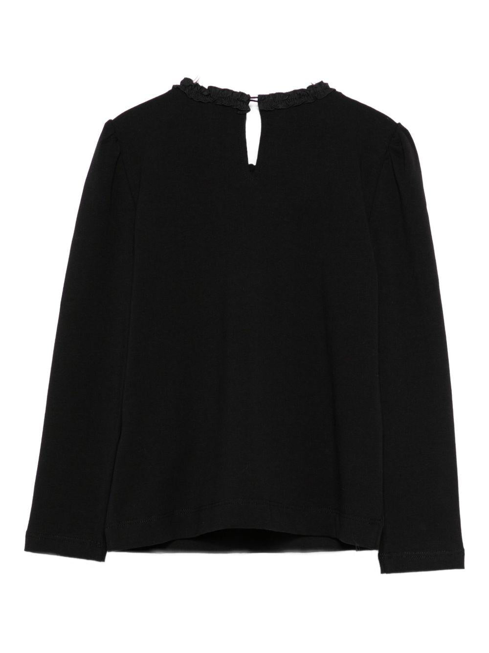 T-shirt per bambina Monnalisa nero con dettaglio a cuore - Rubino Kids