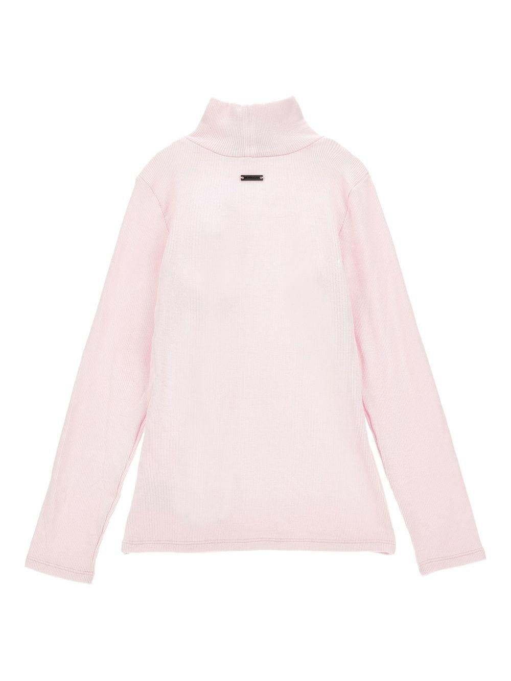 T-shirt per bambina Monnalisa rosa con applicazione a fiori - Rubino Kids