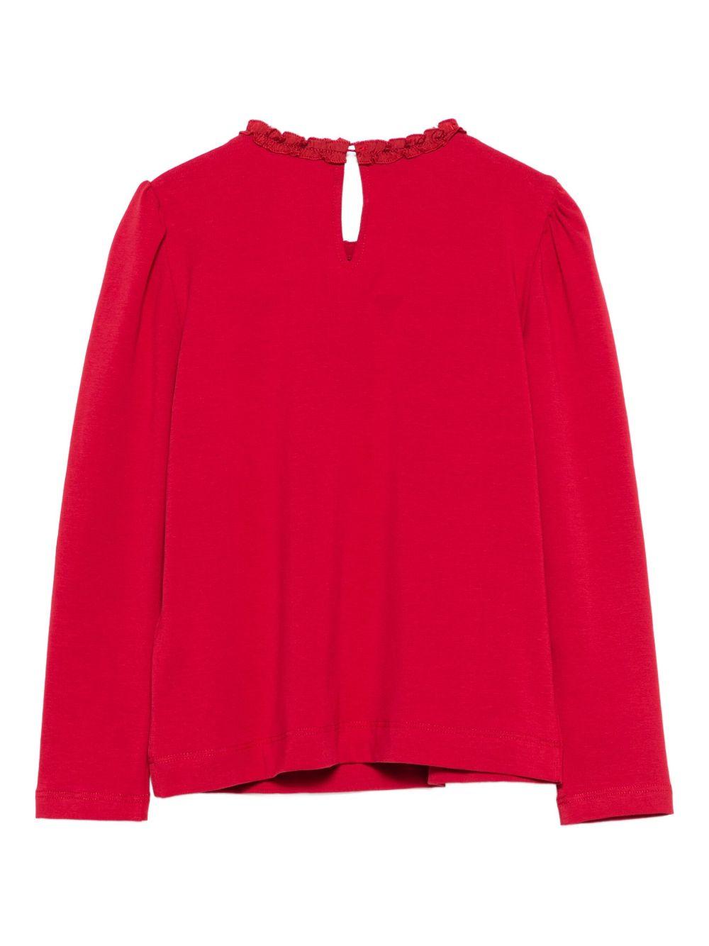 T-shirt per bambina Monnalisa rosso con dettaglio a cuore - Rubino Kids