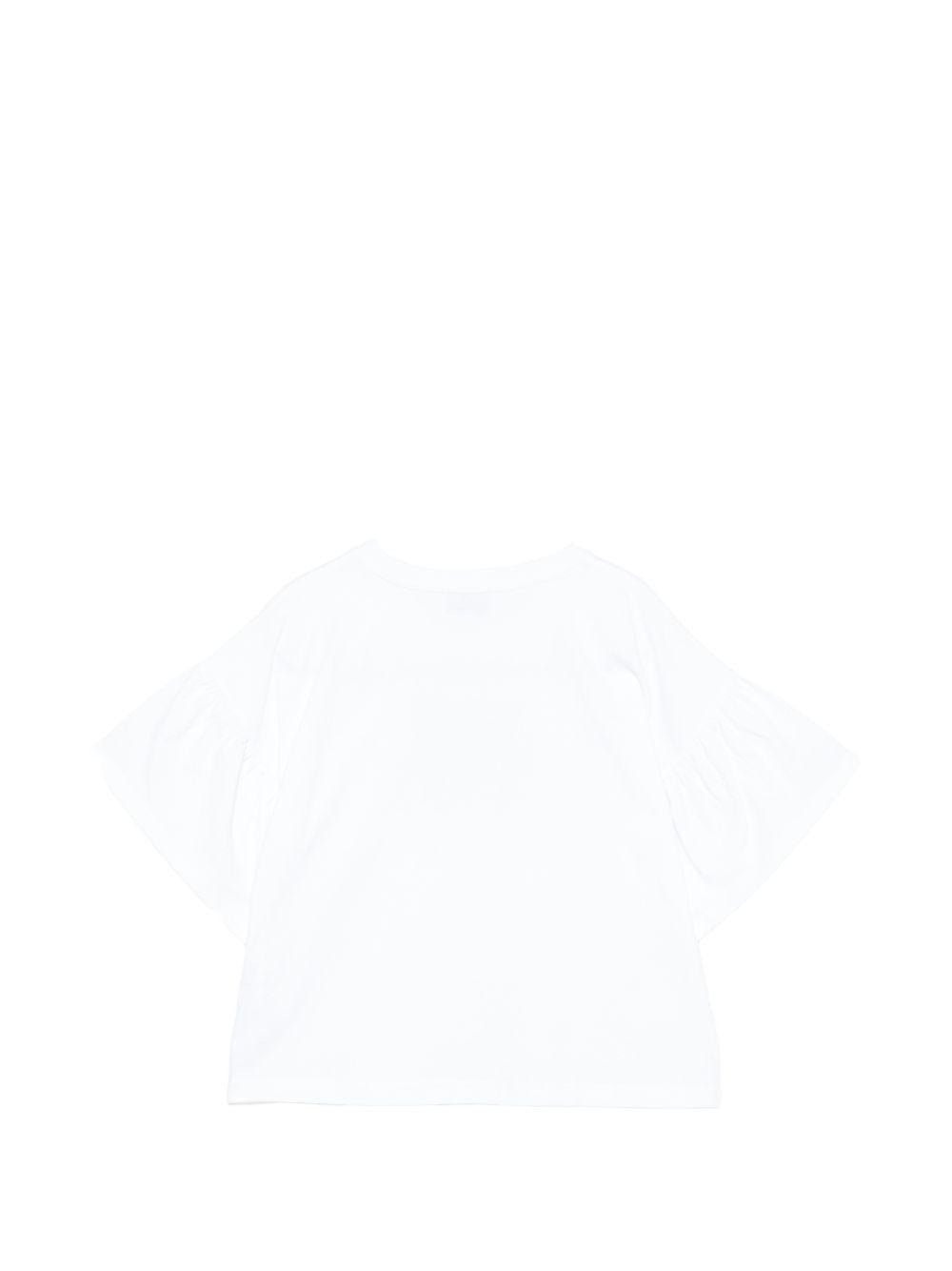 T-shirt per bambina Moschino Kids bianca con dettaglio Teddy Bear - Rubino Kids