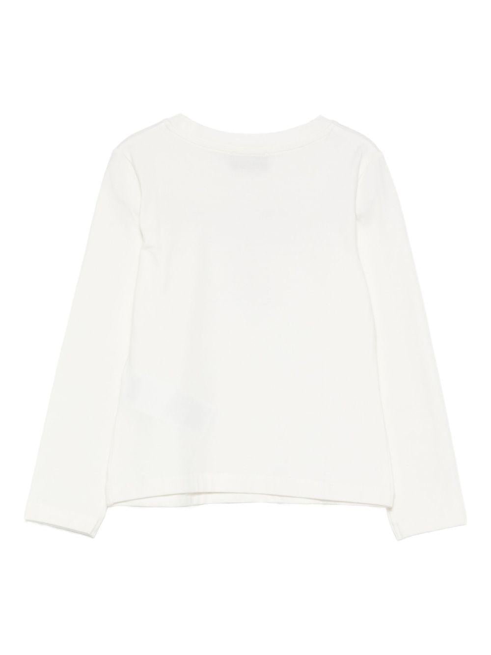 T-shirt per bambina Moschino Kids bianca con motivo Teddy Bear - Rubino Kids