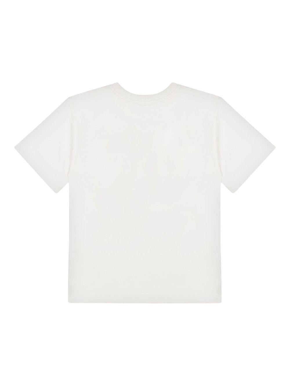 T-shirt per bambina Moschino Kids bianca con stampa a quadretti - Rubino Kids