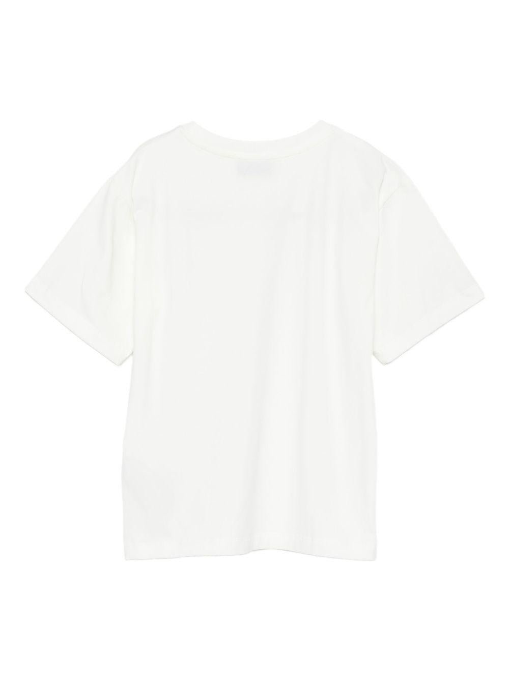 T-shirt per bambina Moschino Kids bianca con stampa teddy - Rubino Kids