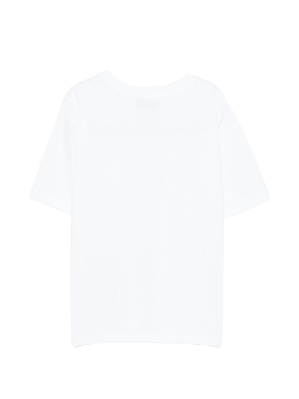 T-shirt per bambina Moschino Kids bianca con stampa Teddy sul davanti - Rubino Kids