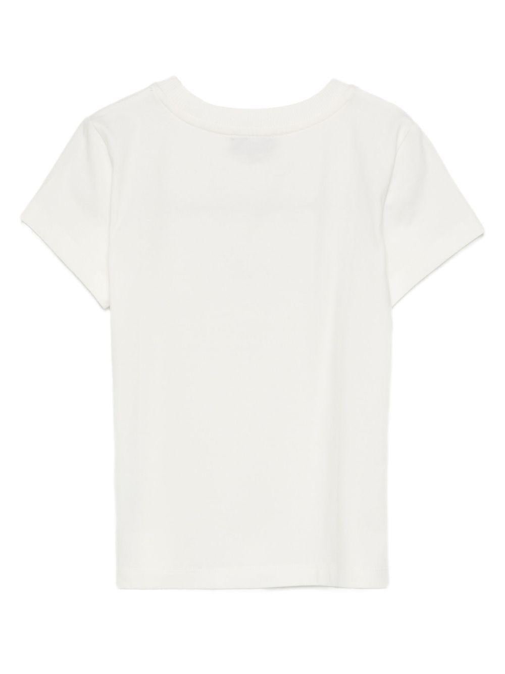 T-shirt per bambina Moschino Kids bianca con Teddy Bear con fiocco - Rubino Kids