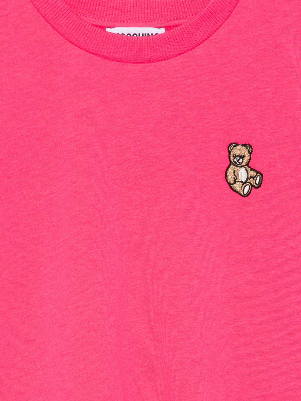 T-shirt per bambina Moschino Kids con motivo Teddy Bear ricamato - Rubino Kids