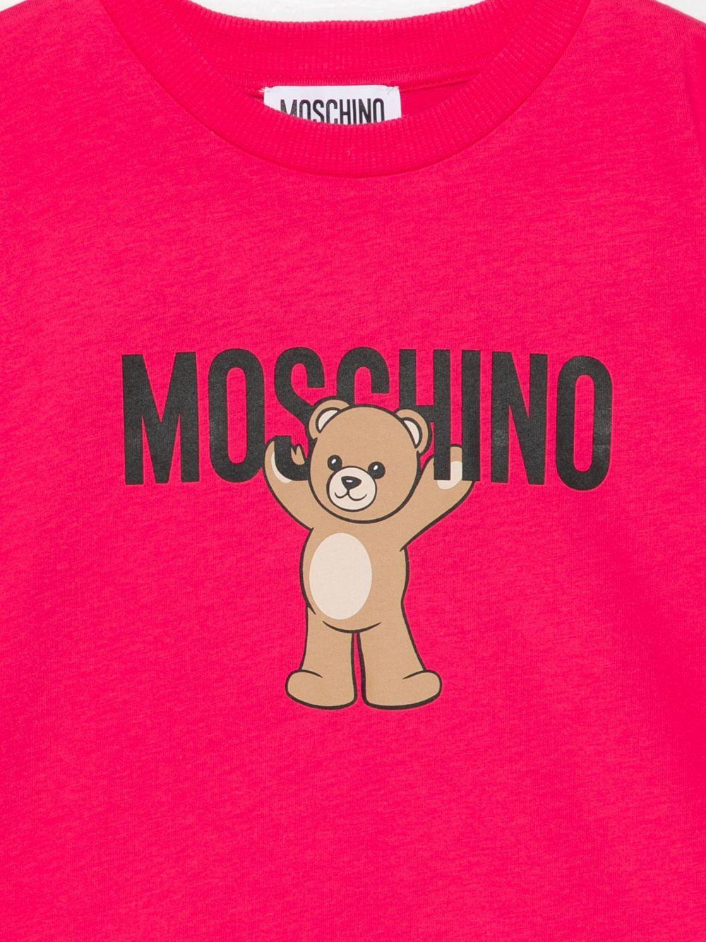 T-shirt per bambina Moschino Kids fucsia con motivo Teddy Bear - Rubino Kids